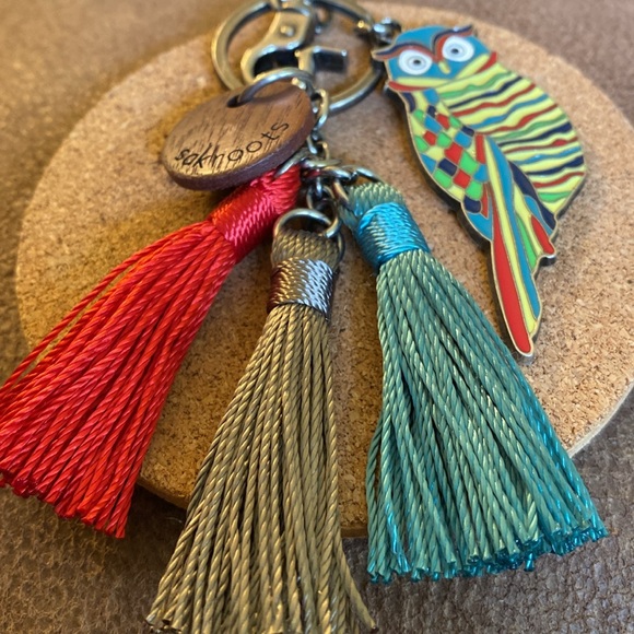Sakroots Key Chain with owl charm a tassels. - Picture 4 of 5